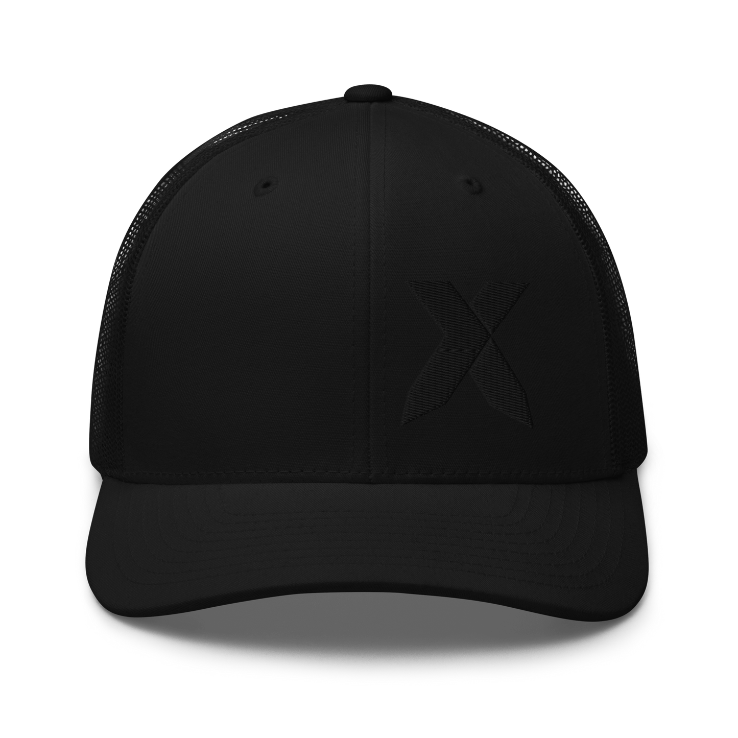 X Black Stitch Trucker Cap