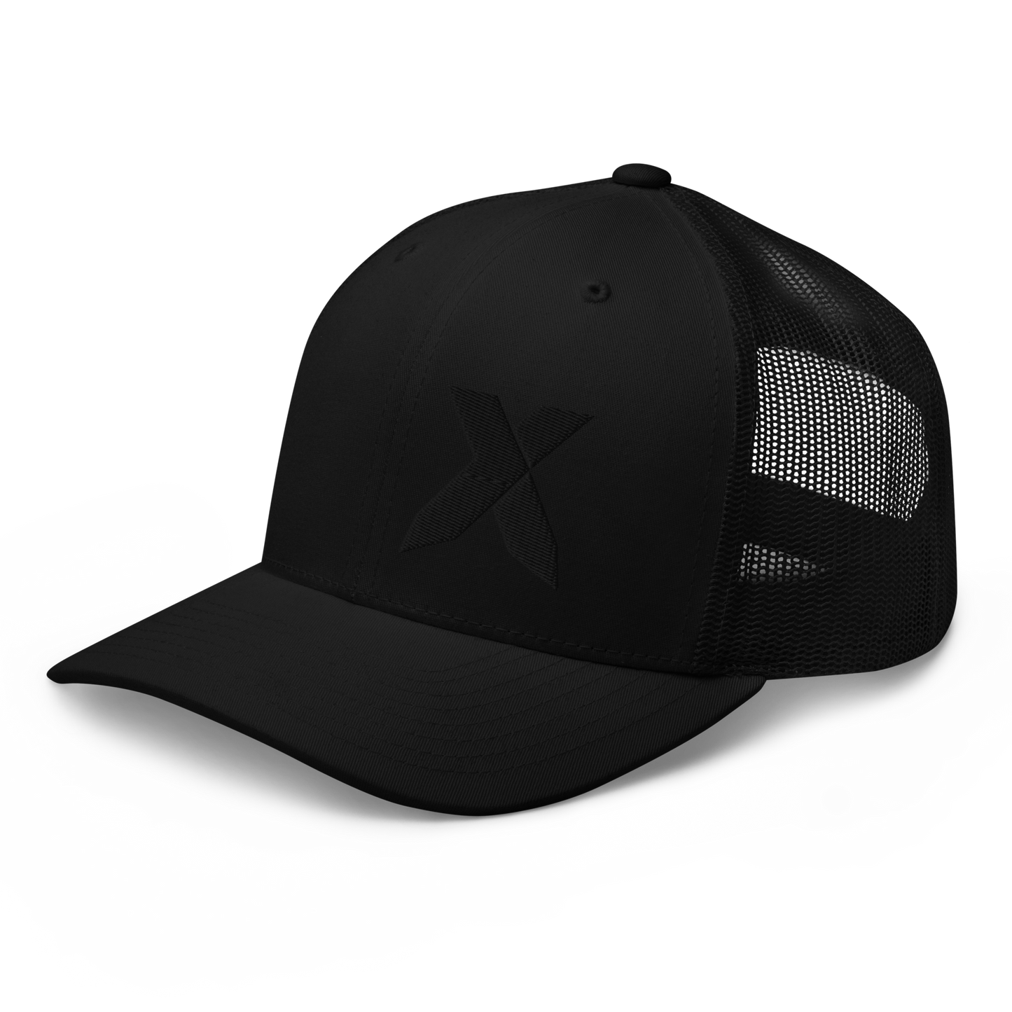 X Black Stitch Trucker Cap