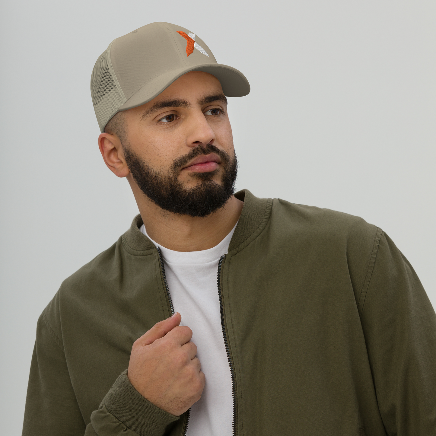 NXS Logo Orange/White Stitch Trucker Cap