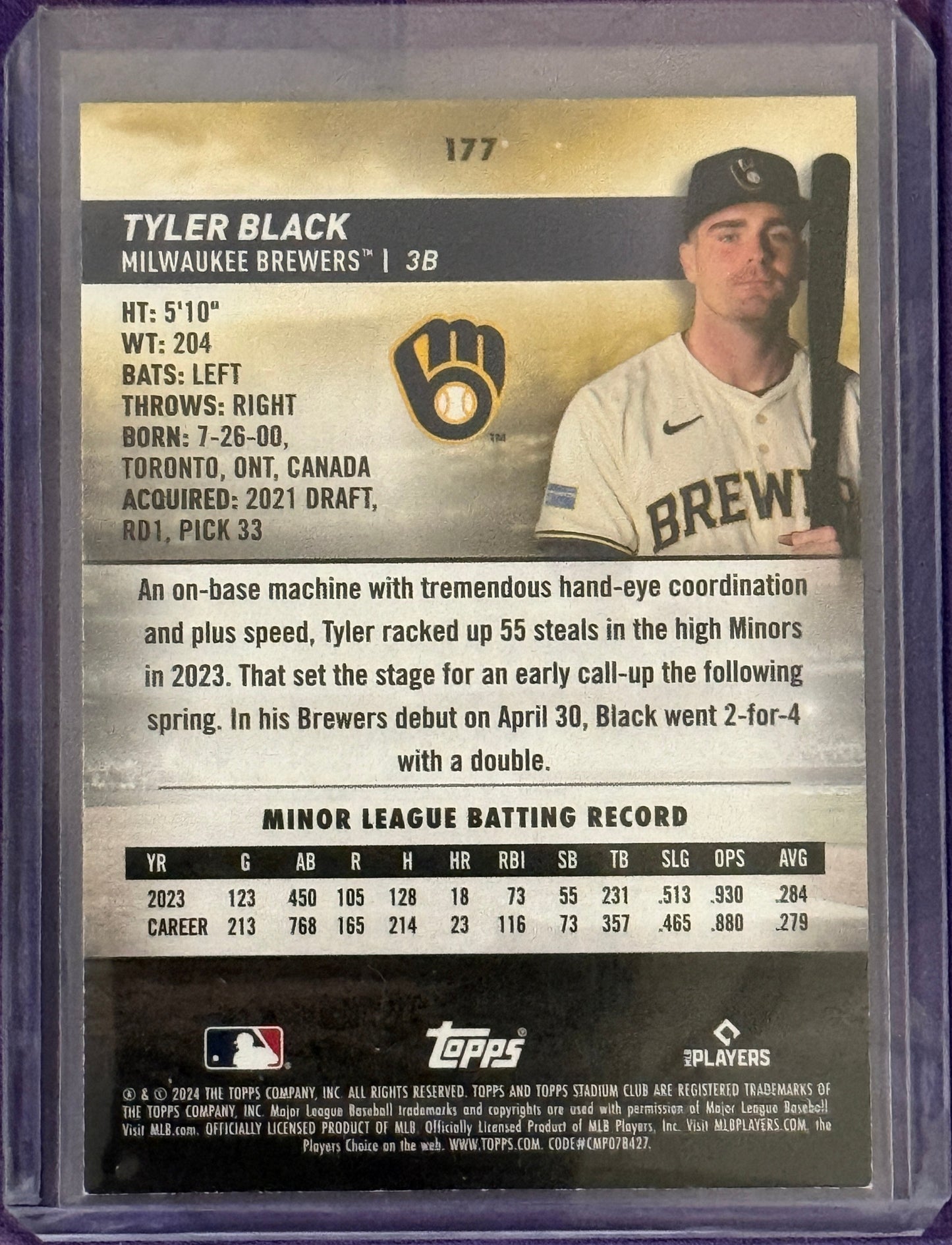 Tyler Black - 2024 Topps Stadium Club - Members Only SSP #177