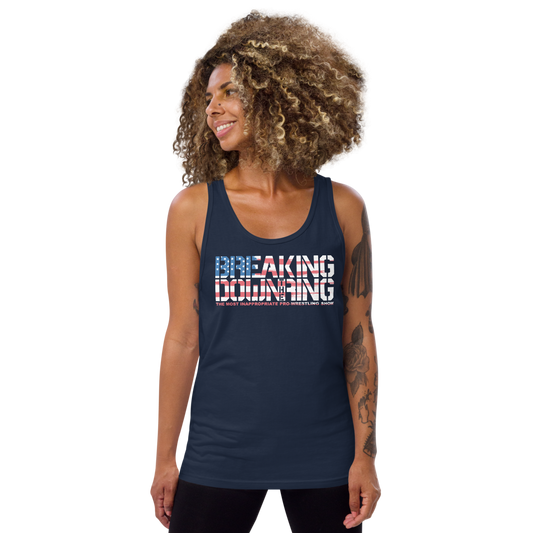 Breaking Down the Ring USA Flag Unisex Tank Top