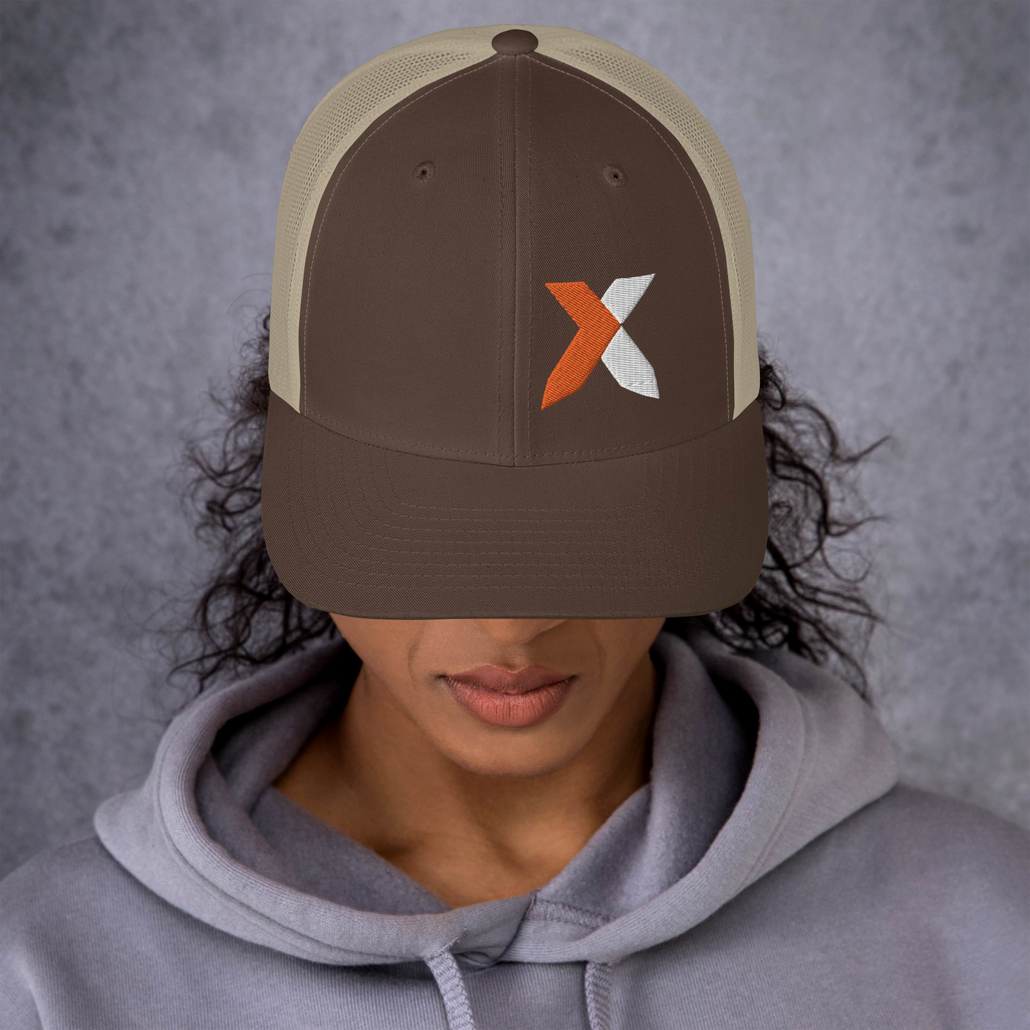 NXS Logo Orange/White Stitch Trucker Cap